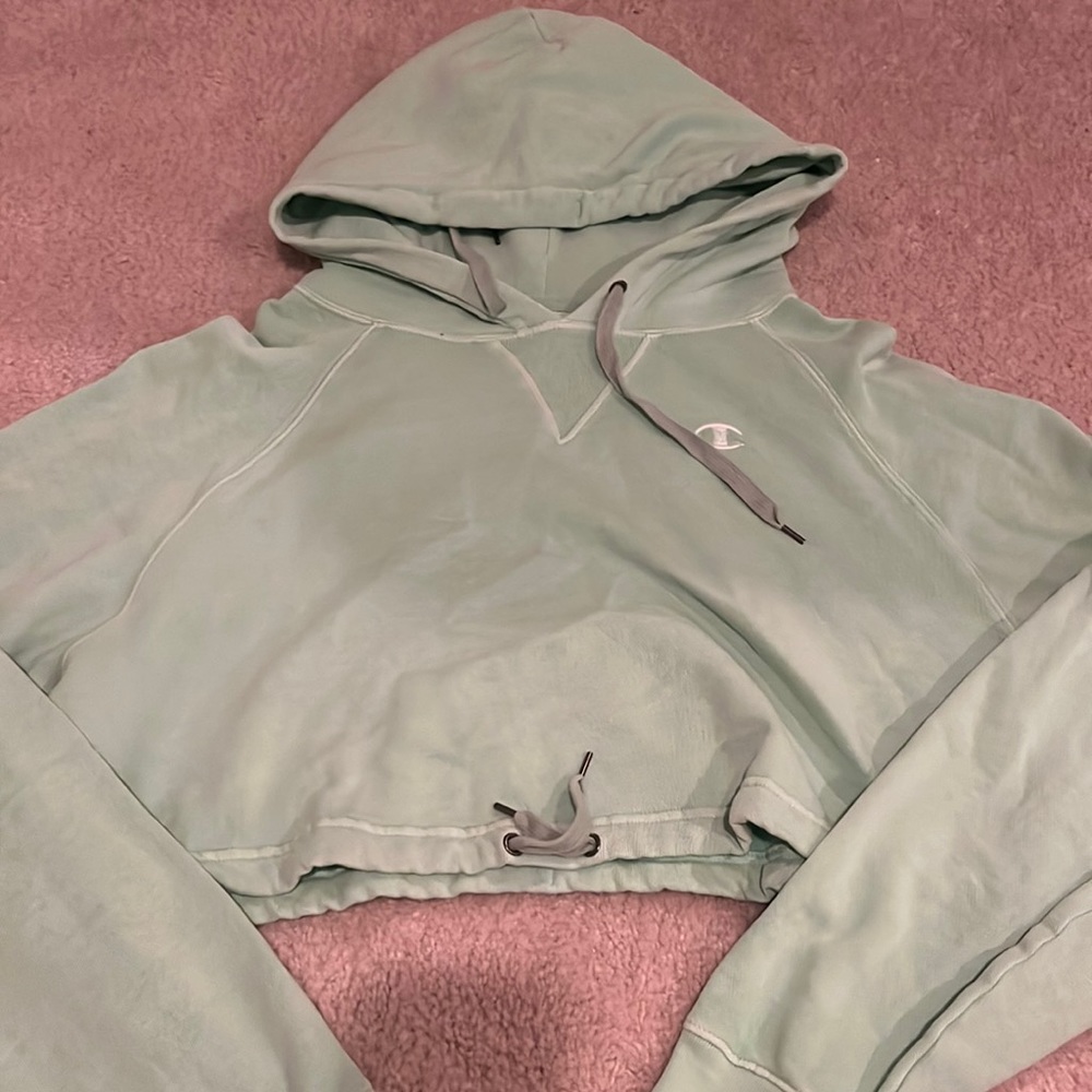 champion neon green cropped hoodie